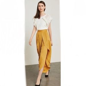 BCBG New Ruffle Drape Asymmetrical Pants